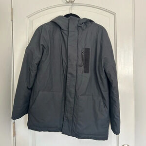 Oak + Fort Down Black Velcro Puffer Jacket size small
